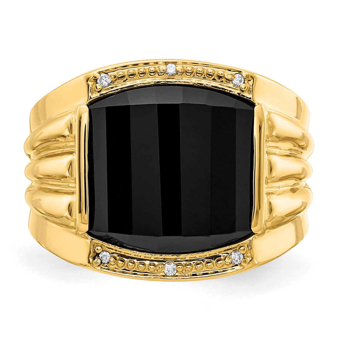 Lovely Rita's Ring 14k Yellow Gold Polished Men's Onyx Diamond Ring