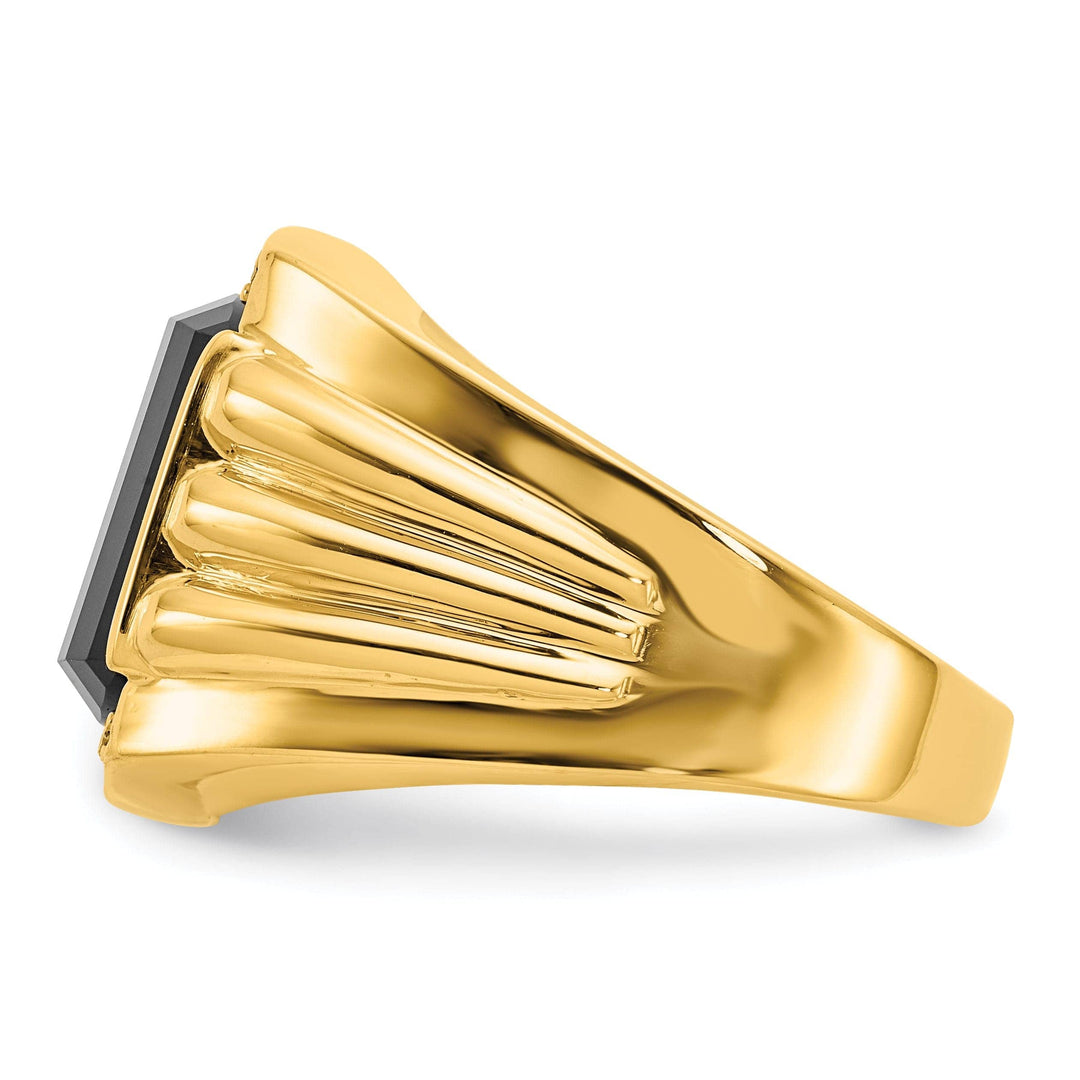 Lovely Rita's Ring 14k Yellow Gold Polished Men's Onyx Diamond Ring