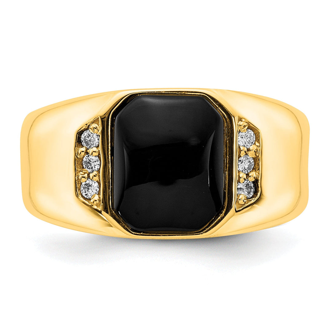 Lovely Rita's Ring 14k Yellow Gold Polished Men's Onyx Diamond Ring