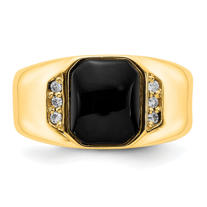 Lovely Rita's Ring 14k Yellow Gold Polished Men's Onyx Diamond Ring