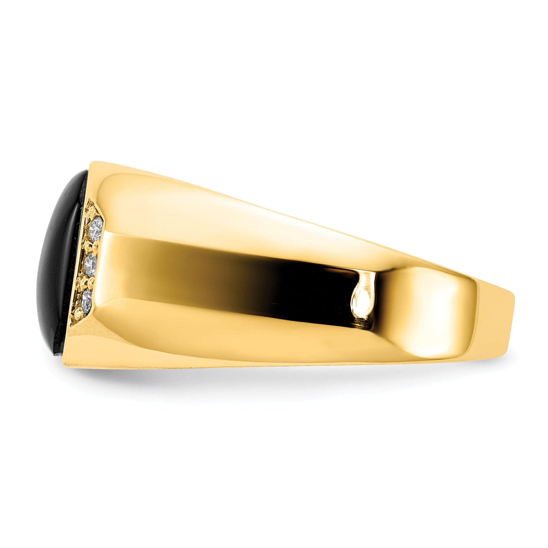 Lovely Rita's Ring 14k Yellow Gold Polished Men's Onyx Diamond Ring