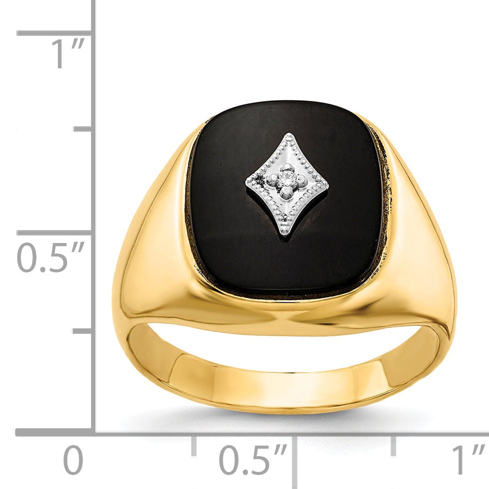 Lovely Rita's Ring 14k Yellow Gold Polished Men's Onyx Diamond Ring