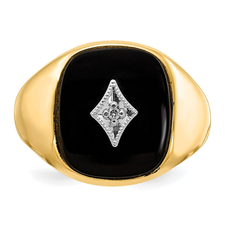 Lovely Rita's Ring 14k Yellow Gold Polished Men's Onyx Diamond Ring