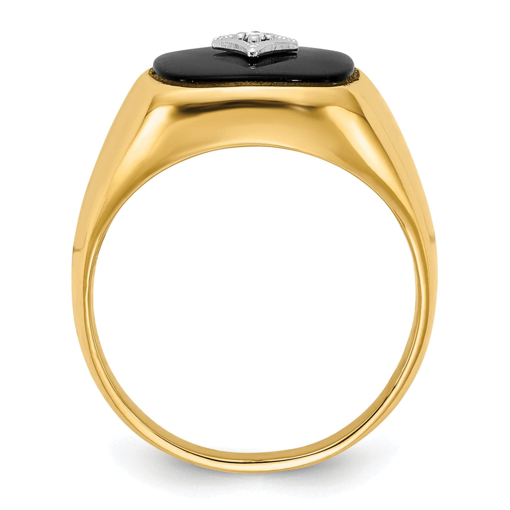 Lovely Rita's Ring 14k Yellow Gold Polished Men's Onyx Diamond Ring
