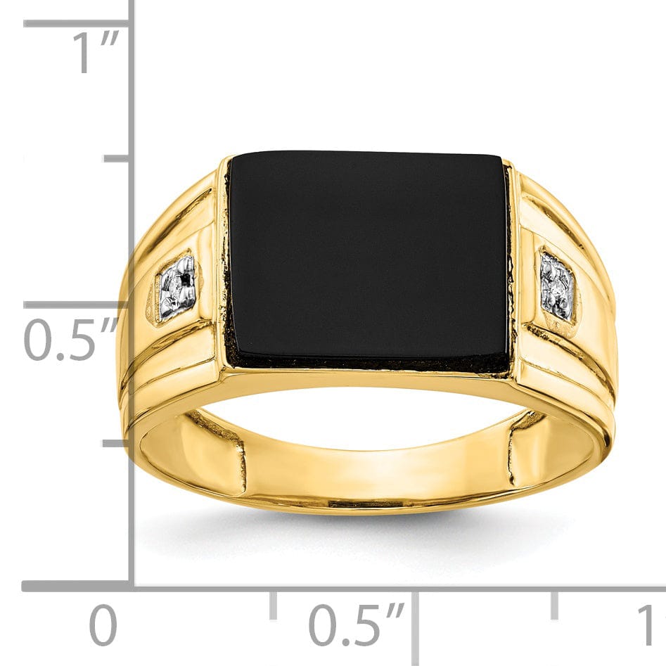 Lovely Rita's Ring 14k Yellow Gold Polished Men's Onyx Diamond Ring