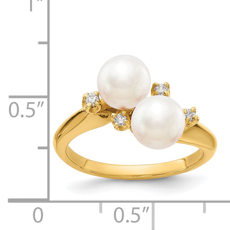 Lovely Rita's Ring 14k Yellow Gold Polished Pearl Diamond Ring
