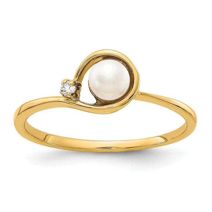 Lovely Rita's Ring 14k Yellow Gold Polished Pearl Diamond Ring