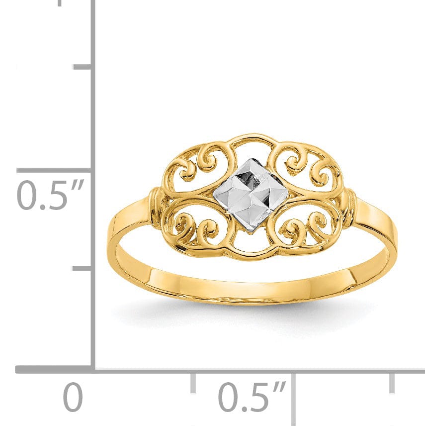 Lovely Rita's Ring 14k Yellow Gold Rhodium Filigree Ring