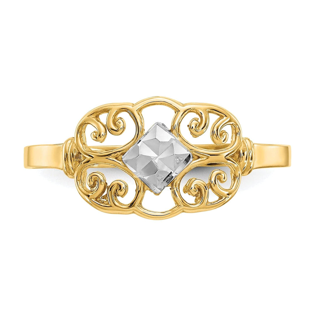 Lovely Rita's Ring 14k Yellow Gold Rhodium Filigree Ring