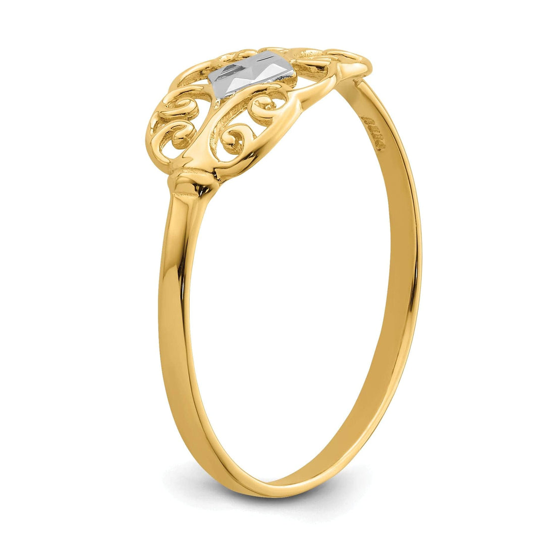 Lovely Rita's Ring 14k Yellow Gold Rhodium Filigree Ring