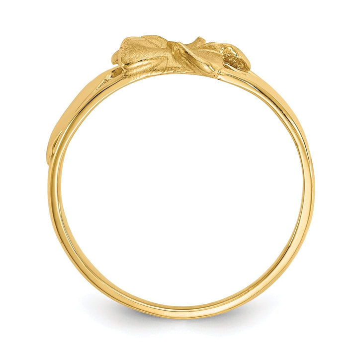 Lovely Rita's Ring 14k Yellow Gold Satin, Diamond Cut Plumeria Ring