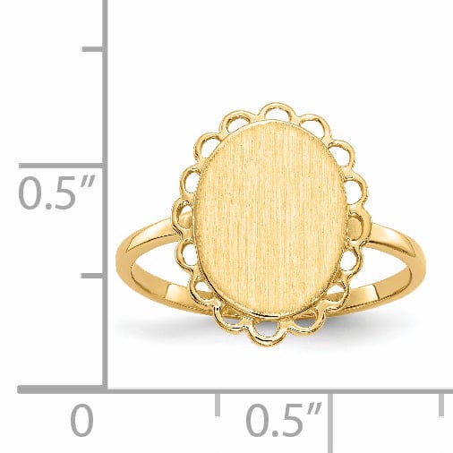 Lovely Rita's Ring 14k Yellow Gold Solid Back Signet Ring