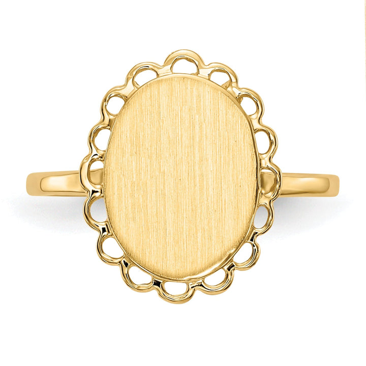 Lovely Rita's Ring 14k Yellow Gold Solid Back Signet Ring