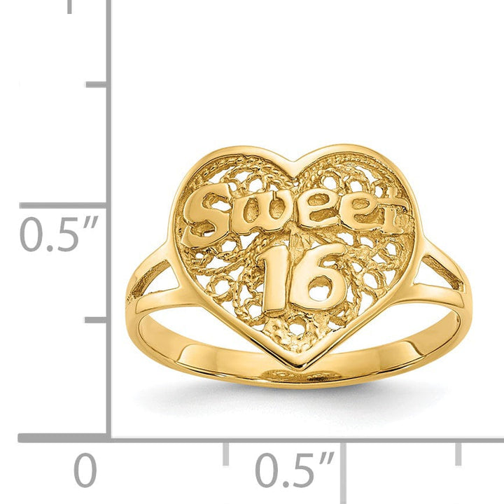 Lovely Rita's Ring 14k Yellow Gold Sweet 16 Heart Ring