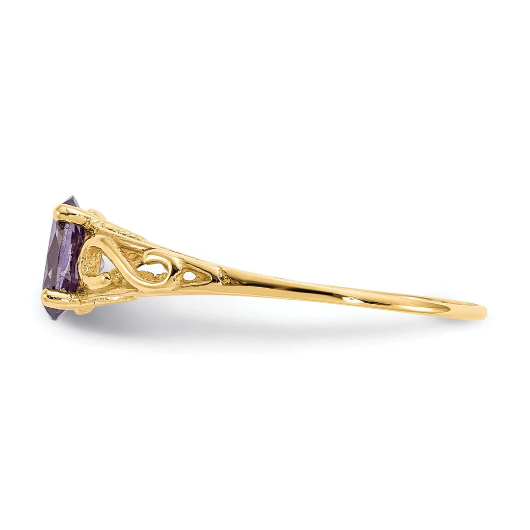 Lovely Rita's Ring 14k Yellow Gold Synthetic Amethyst Ring