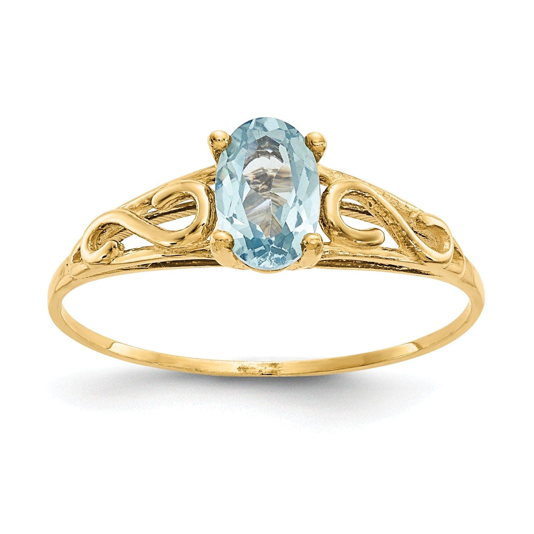 Lovely Rita's Ring 14k Yellow Gold Synthetic Aquamarine Ring