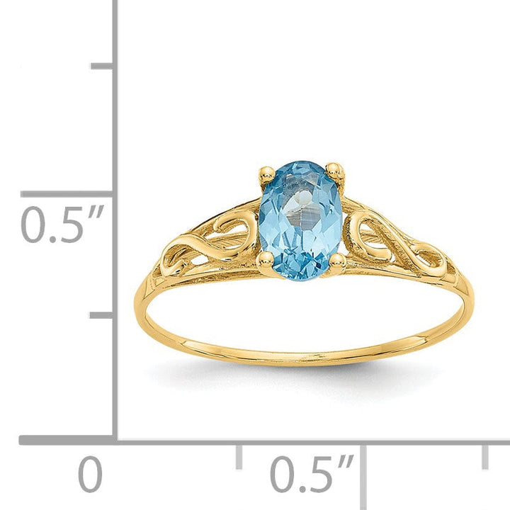 Lovely Rita's Ring 14k Yellow Gold Synthetic Blue C.Z Ring