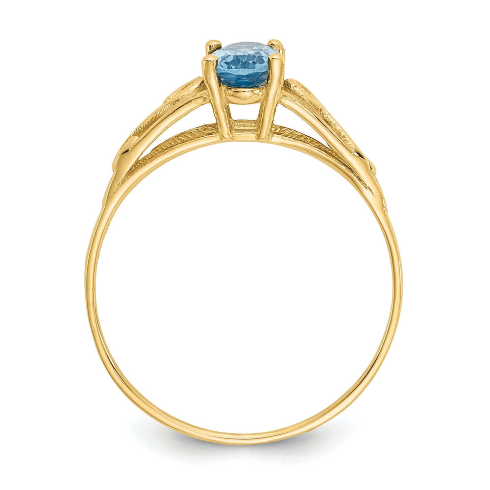 Lovely Rita's Ring 14k Yellow Gold Synthetic Blue C.Z Ring