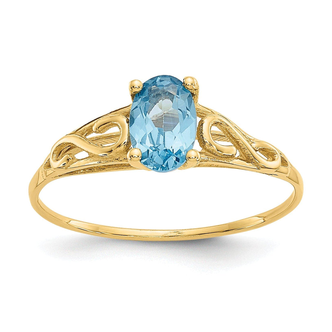 Lovely Rita's Ring 14k Yellow Gold Synthetic Blue C.Z Ring