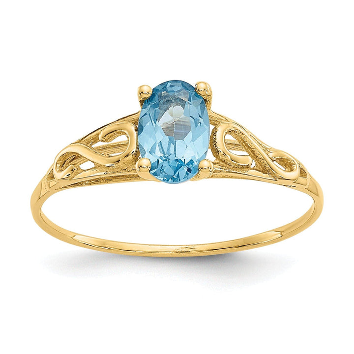 Lovely Rita's Ring 14k Yellow Gold Synthetic Blue C.Z Ring