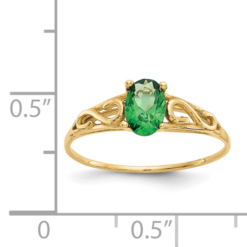 Lovely Rita's Ring 14k Yellow Gold Synthetic Emerald Ring