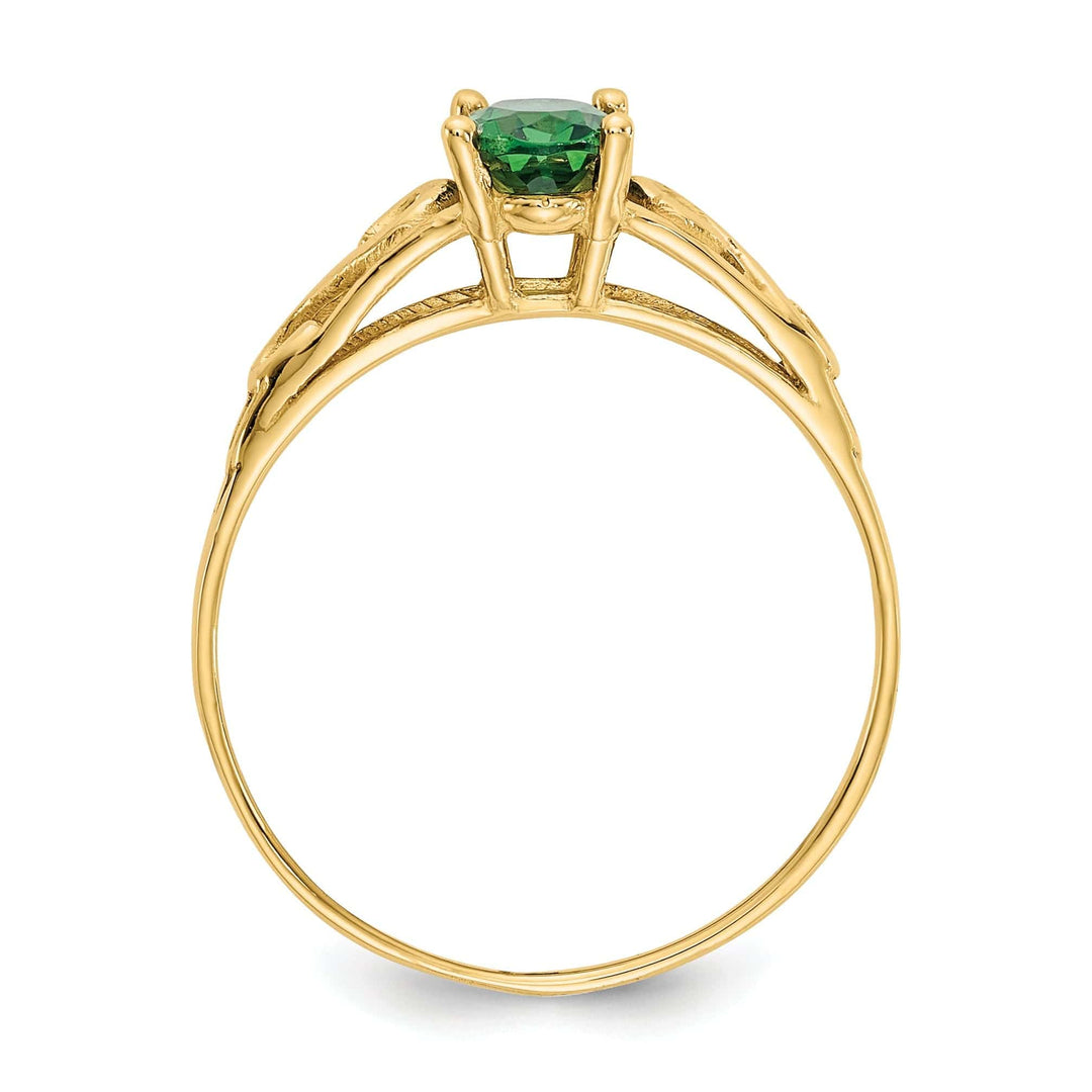 Lovely Rita's Ring 14k Yellow Gold Synthetic Emerald Ring