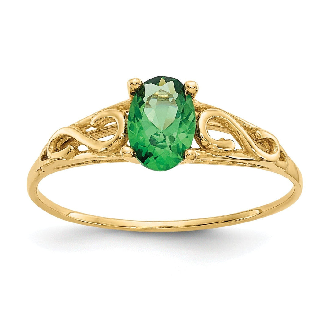 Lovely Rita's Ring 14k Yellow Gold Synthetic Emerald Ring