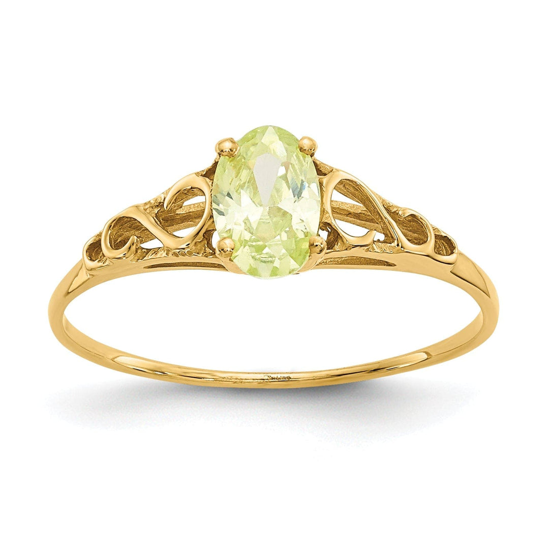 Lovely Rita's Ring 14k Yellow Gold Synthetic Peridot Ring