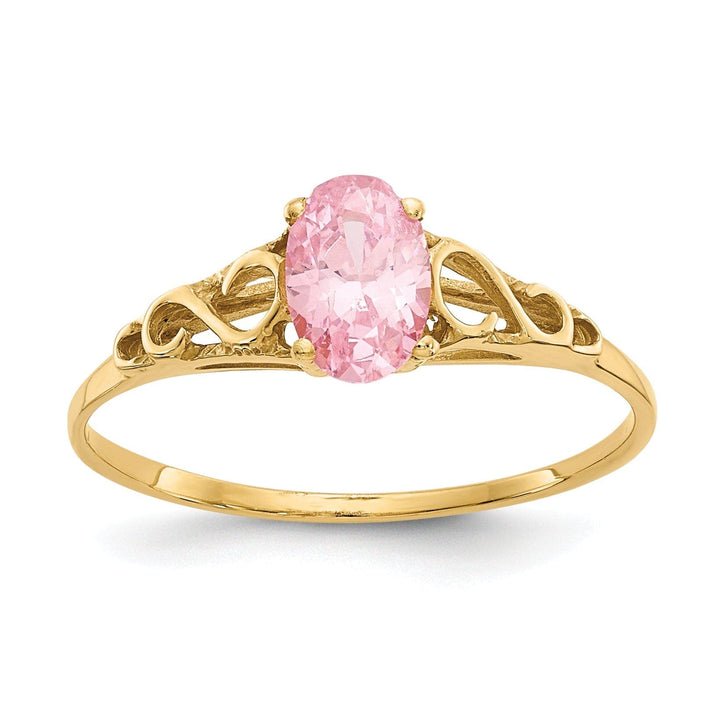 Lovely Rita's Ring 14k Yellow Gold Synthetic Rose C.Z Ring