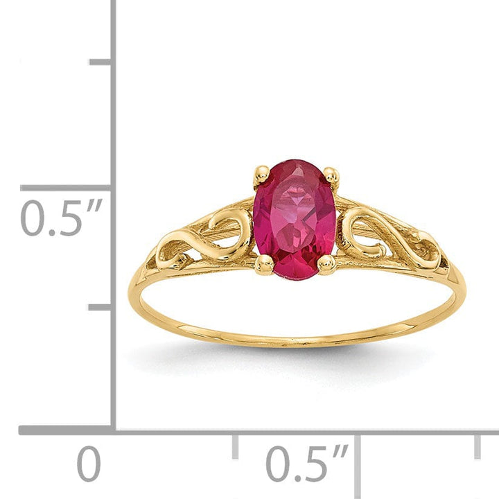 Lovely Rita's Ring 14k Yellow Gold Synthetic Ruby Ring