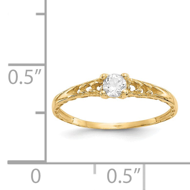 Lovely Rita's Ring 14k Yellow Gold White Topaz Birthstone Baby Ring