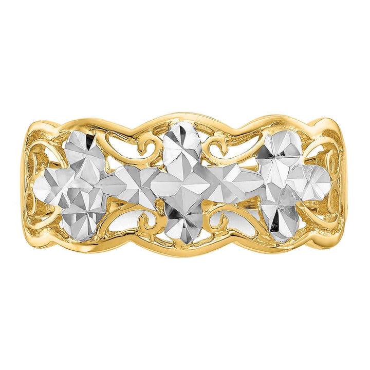 Lovely Rita's Ring 14k Yellow Rhodium Gold Diamond Cut Wave Ring