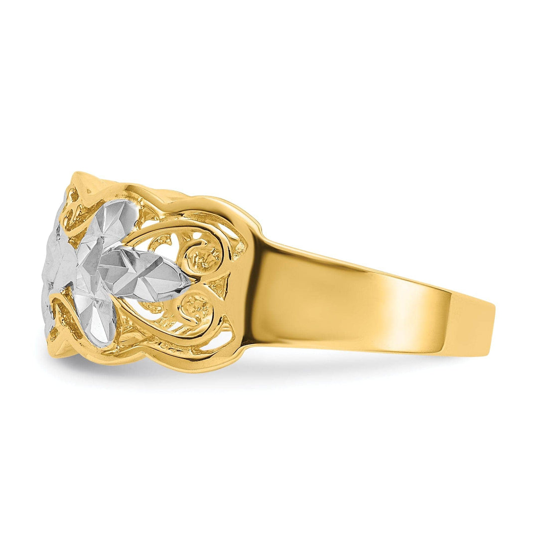 Lovely Rita's Ring 14k Yellow Rhodium Gold Diamond Cut Wave Ring