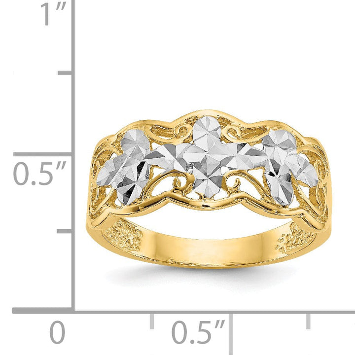 Lovely Rita's Ring 14k Yellow Rhodium Gold Diamond Cut Wave Ring
