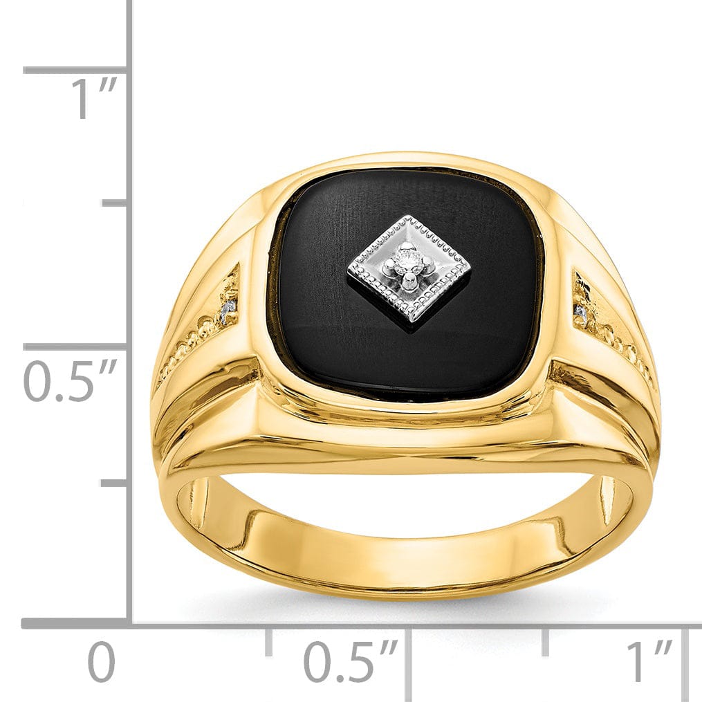 Lovely Rita's Ring 14k Yellow Rhodium Men's Onyx Diamond Ring