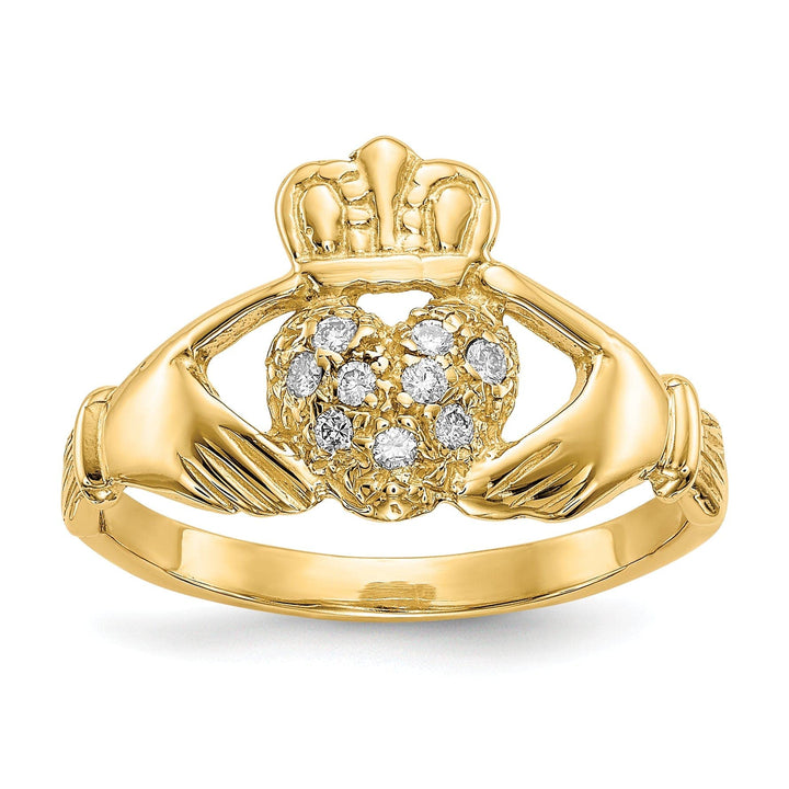 Lovely Rita's Ring 14kt diamond yellow gold ladies claddagh ring