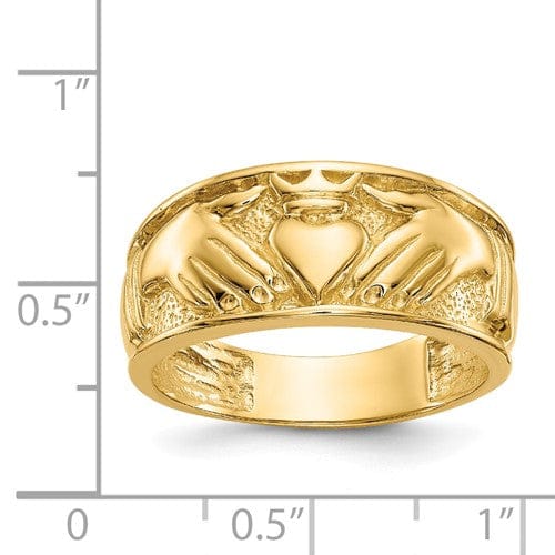Lovely Rita's Ring 14kt Polished yellow gold mens claddagh ring band