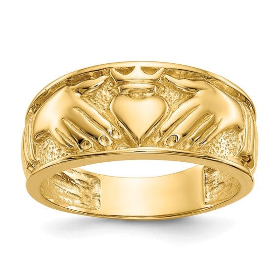 Lovely Rita's Ring 14kt Polished yellow gold mens claddagh ring band