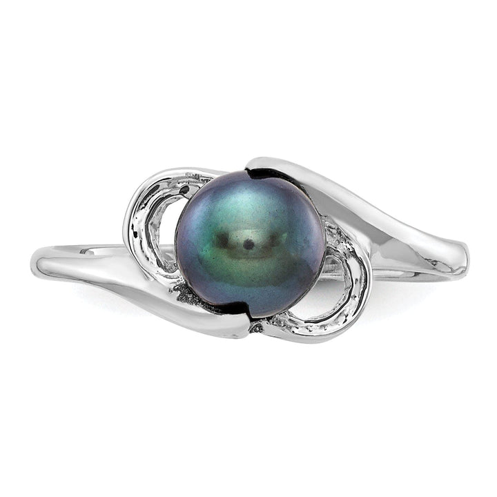 Lovely Rita's Ring 14kt White Gold 5.5mm Black Pearl Ring