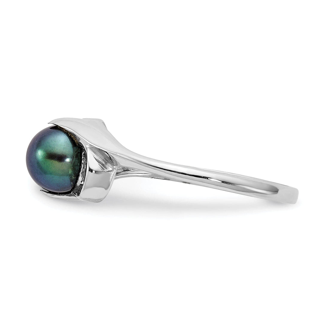 Lovely Rita's Ring 14kt White Gold 5.5mm Black Pearl Ring
