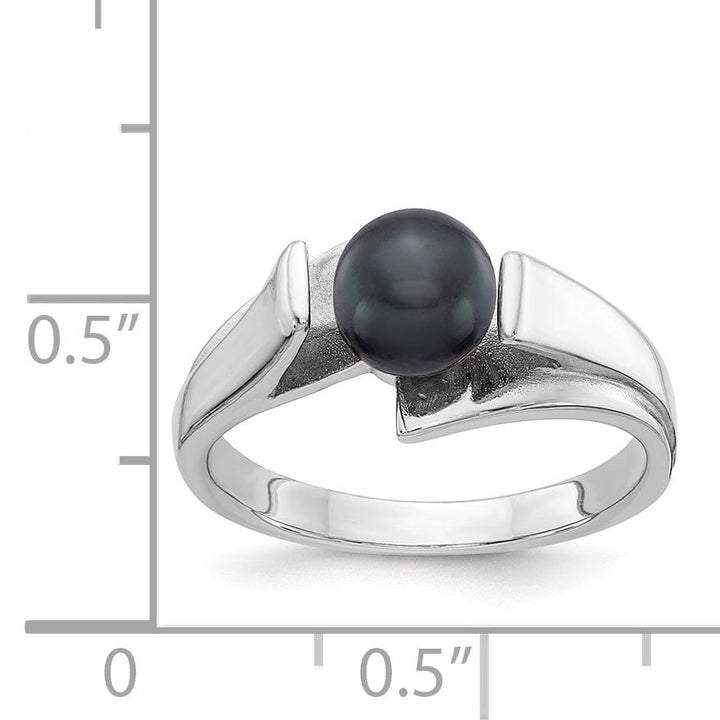 Lovely Rita's Ring 14kt White Gold Black 6 MM Pearl Ring