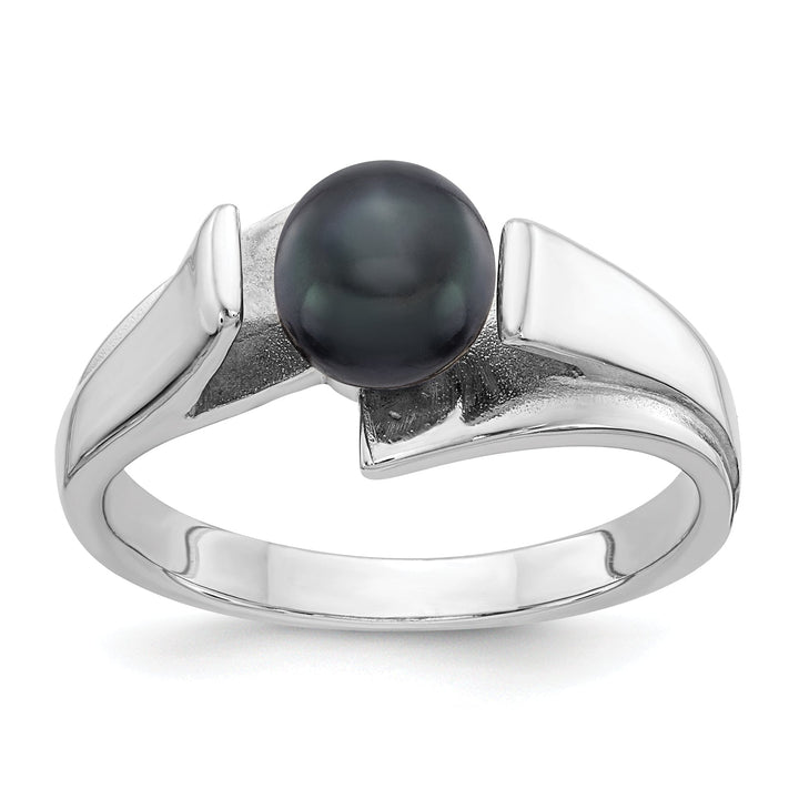 Lovely Rita's Ring 14kt White Gold Black 6 MM Pearl Ring