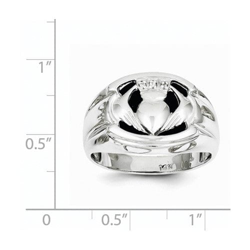 Lovely Rita's Ring 14kt White Gold Diamond Onyx Men's Claddagh Ring
