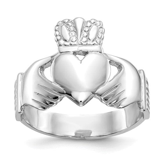 Lovely Rita's Ring 14kt white gold mens claddagh ring