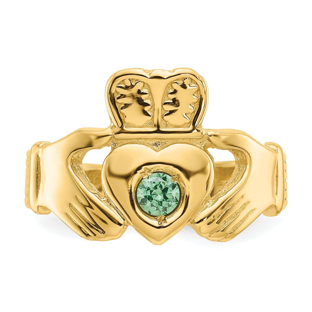 Lovely Rita's Ring 14kt yellow gold ladies claddagh ring with stone