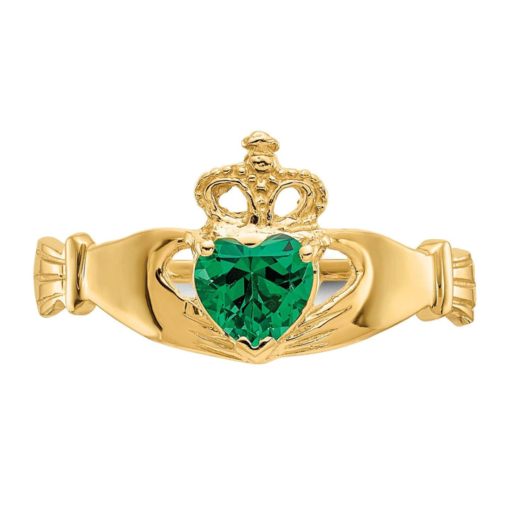 Lovely Rita's Ring 14kt yellow gold ladies green C.Z claddagh ring