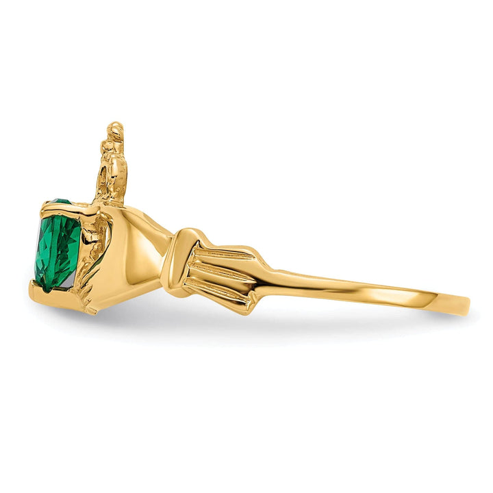 Lovely Rita's Ring 14kt yellow gold ladies green C.Z claddagh ring