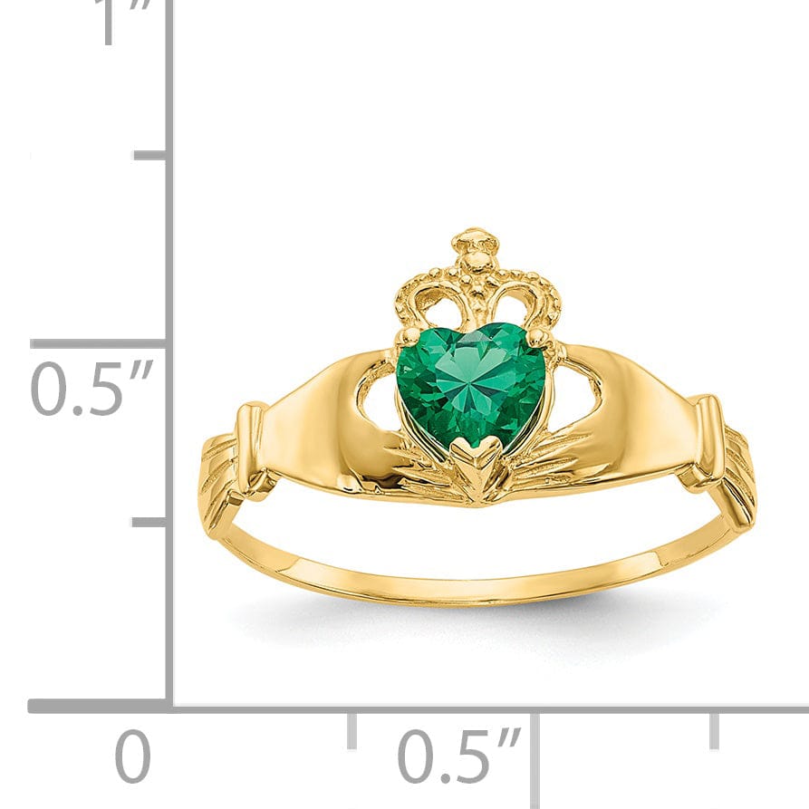 Lovely Rita's Ring 14kt yellow gold ladies green C.Z claddagh ring