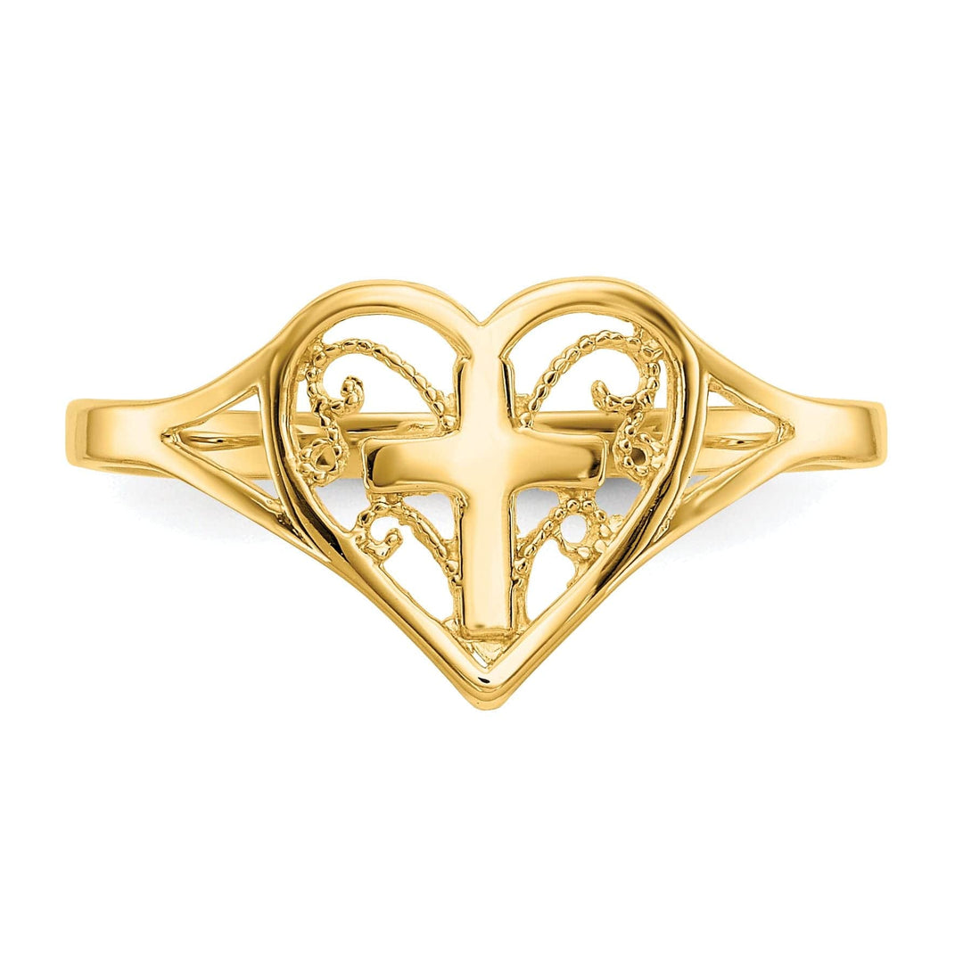 Lovely Rita's Ring 14kt yellow gold ladies heart with cross ring