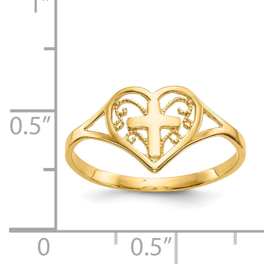 Lovely Rita's Ring 14kt yellow gold ladies heart with cross ring